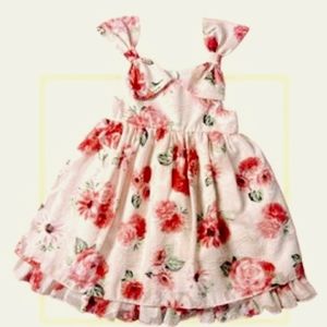 Chasing fireflies Mia & mimi pink floral flowers ruffle bows spring dress 5 5T